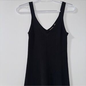 Elie Tahari Women’s Small Black V Neck Sleeveless Fitted Ribbed Midi Dress